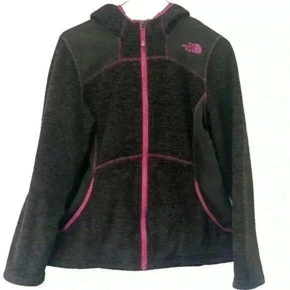 The North Face Girls Black Purple Hooded Jacket Size Large 14/16 - Picture 1 of 7